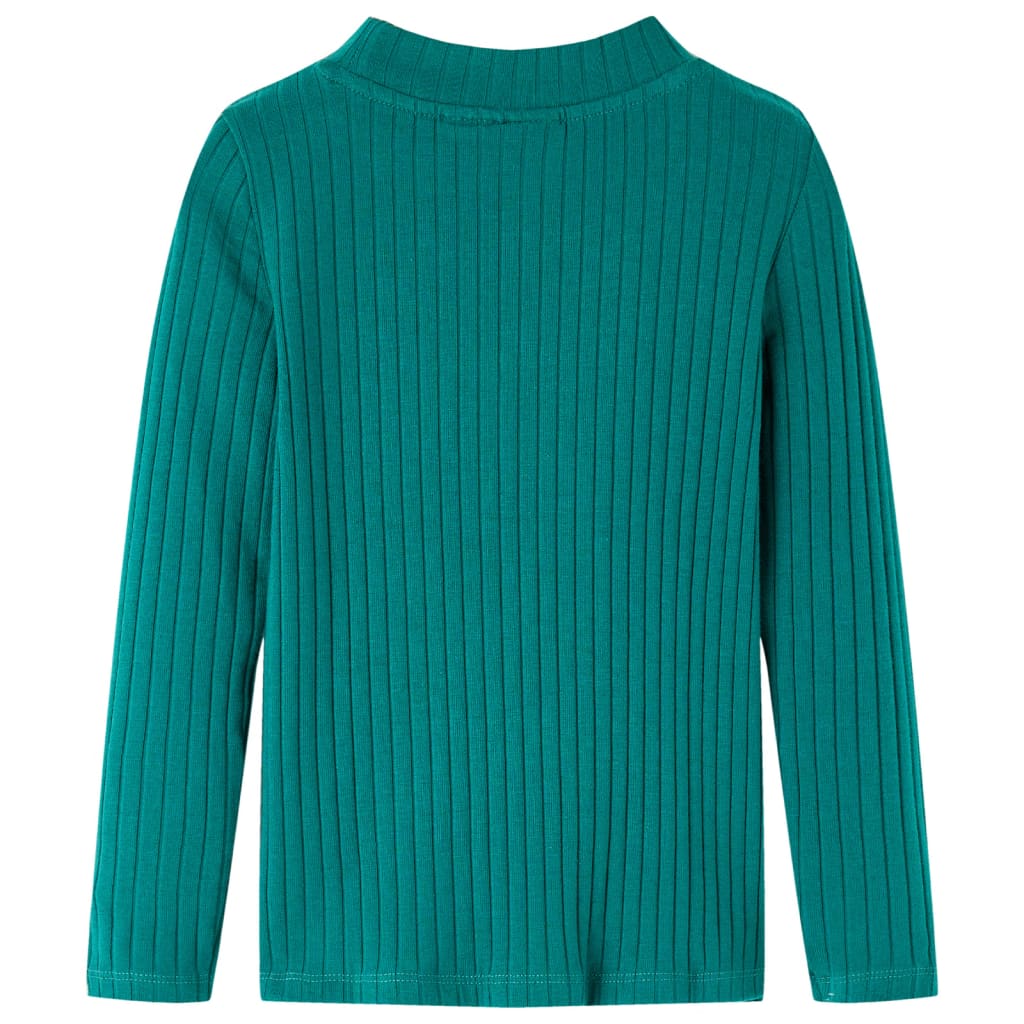 Kids' T-shirt with Long Sleeves Rib-knit Dark Green 140