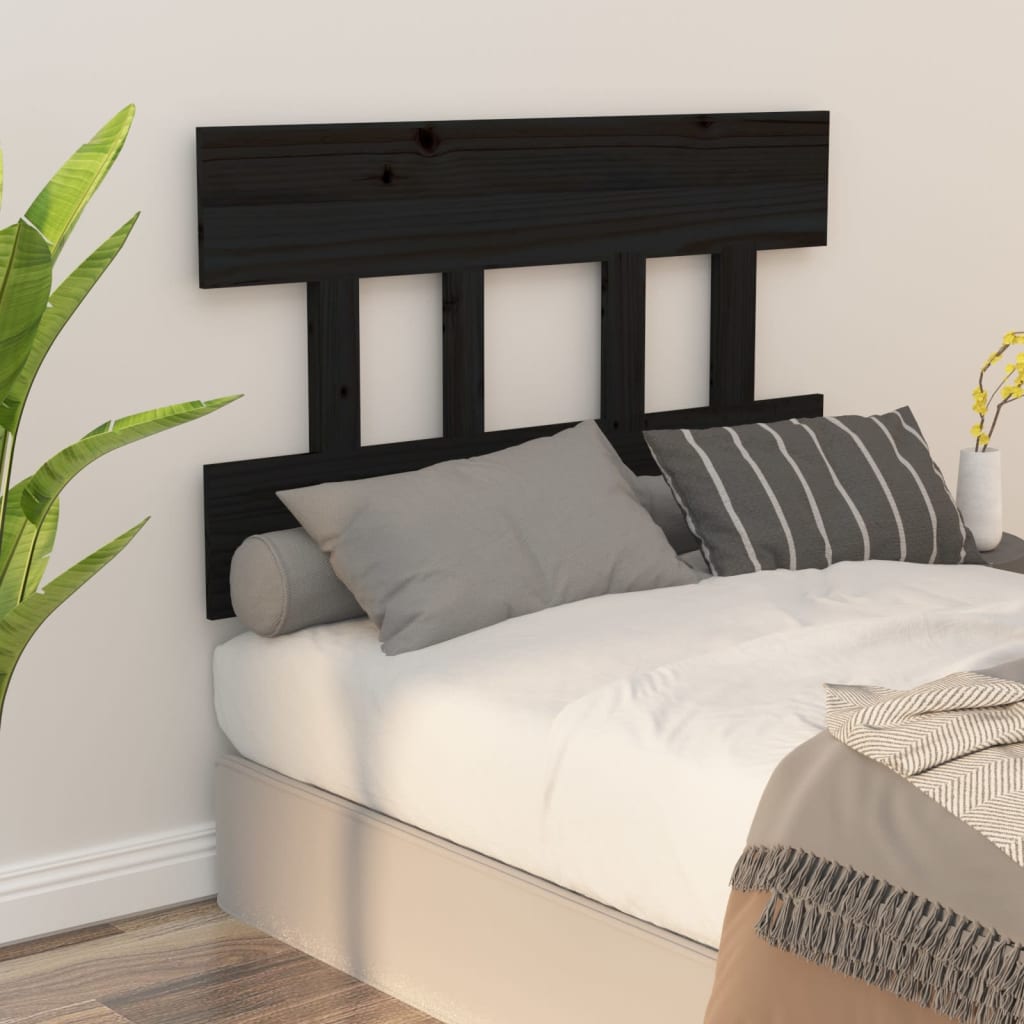 vidaXL Bed Headboard Black 103.5x3x81 cm Solid Wood Pine