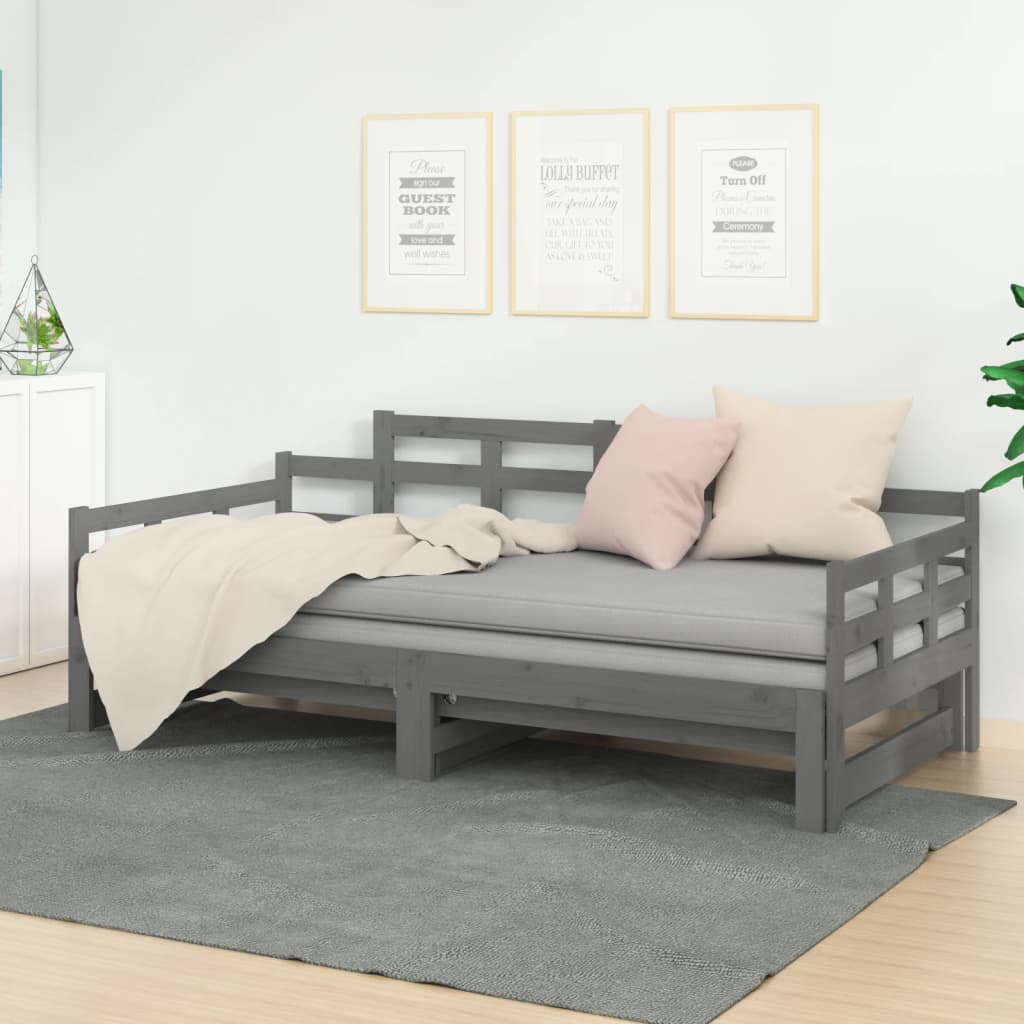 vidaXL Pull-out Day Bed without Mattress Grey 2x(90x200) cm