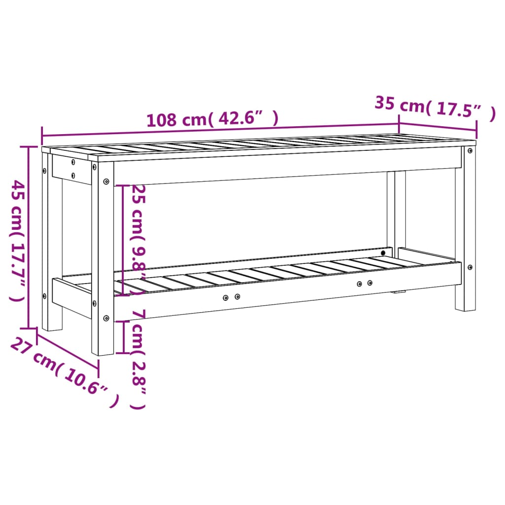 vidaXL Garden Bench 108x35x45 cm Solid Wood Douglas