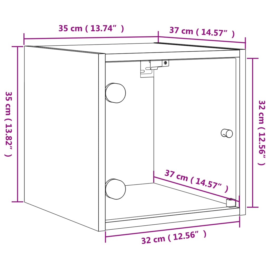 vidaXL Bedside Cabinets with Glass Doors 2 pcs Concrete Grey 35x37x35 cm