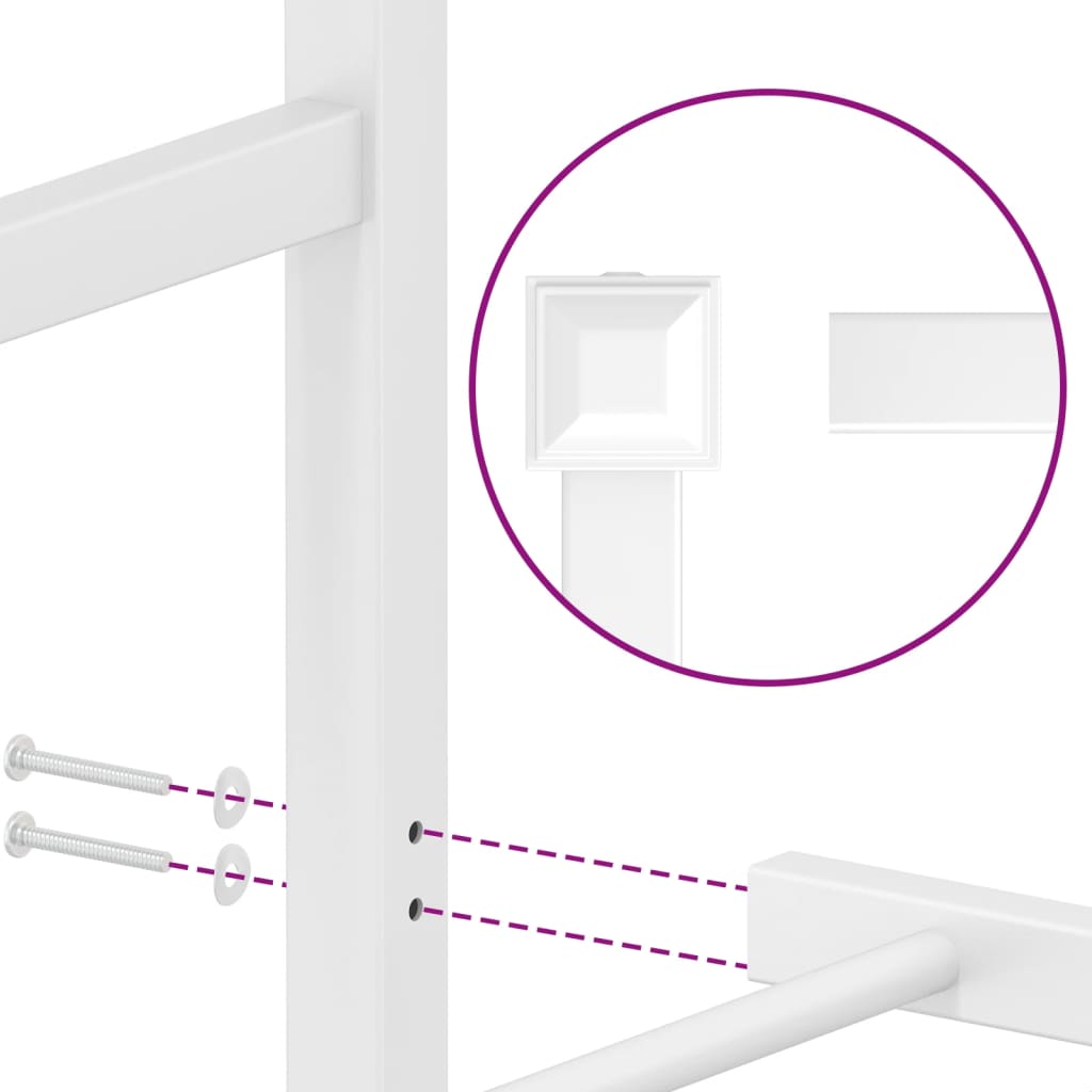 vidaXL Metal Bed Frame without Mattress with Headboard White 140x200 cm