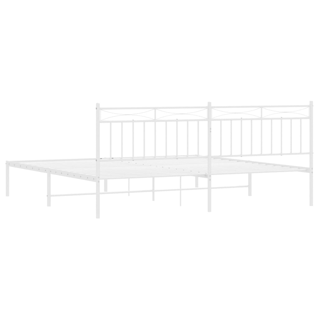 vidaXL Metal Bed Frame without Mattress with Headboard White 200x200 cm