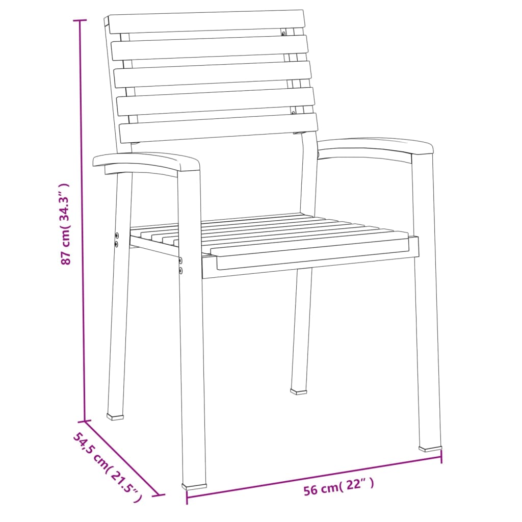 vidaXL Stackable Garden Chairs 4 pcs Solid Wood Acacia and Metal