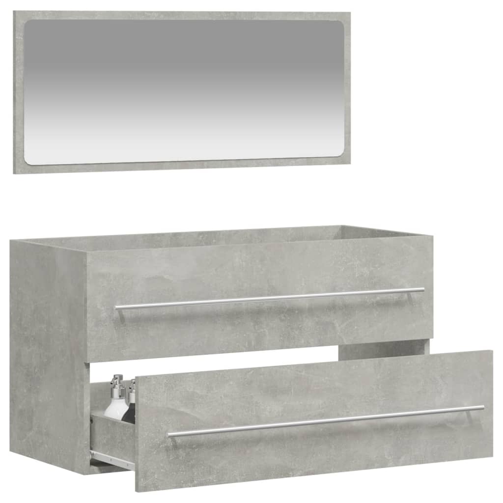 vidaXL Bathroom Cabinet with Mirror Concrete Grey Engineered Wood