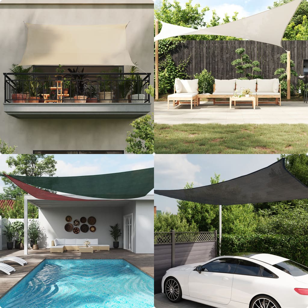 vidaXL Sunshade Sail HDPE Triangular 5x5x5 m Cream