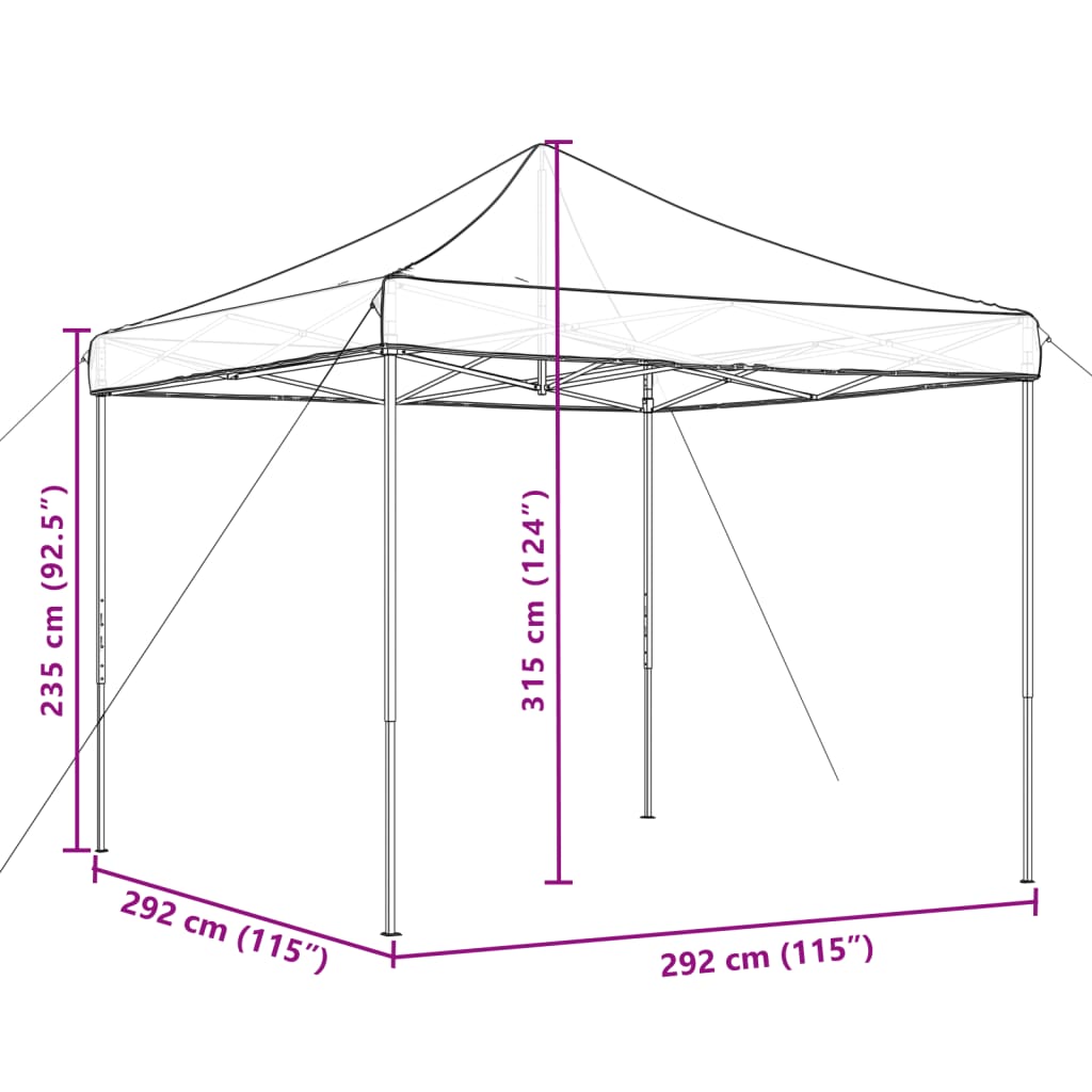 vidaXL Foldable Party Tent Pop-Up Black 292x292x315 cm