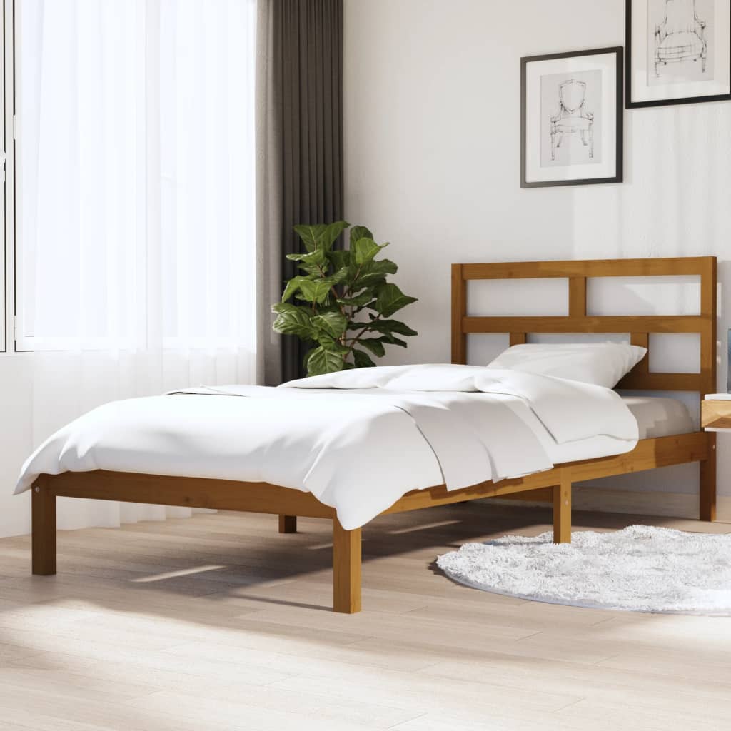 vidaXL Bed Frame without Mattress Honey Brown Solid Wood 100x200 cm (810010+814182)