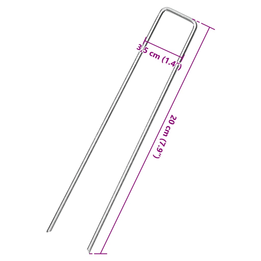 vidaXL Ground Pegs U Shape 25 pcs 20x3.5 cm Galvanised steel