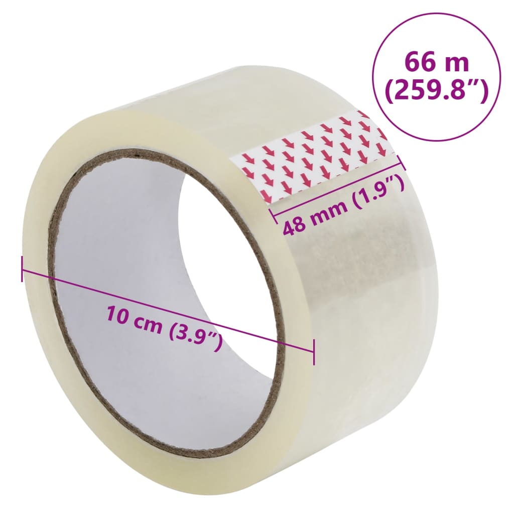 vidaXL Packaging Tape 12 pcs Transparent 48 mm x 66 m