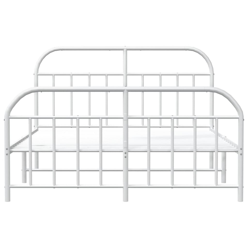 vidaXL Metal Bed Frame without Mattress with Footboard White 183x213 cm