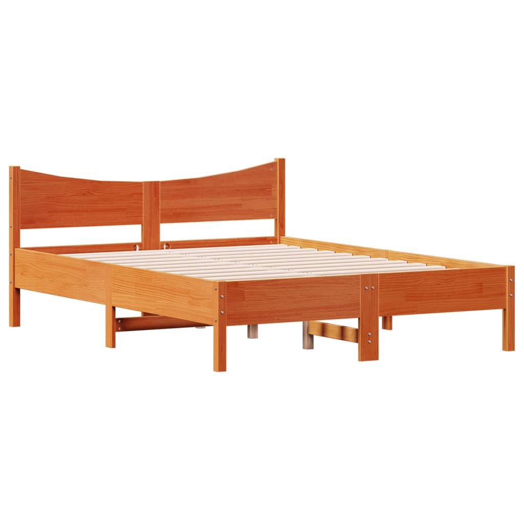 vidaXL Bed Frame without Mattress Wax Brown 140x190 cm Solid Wood Pine