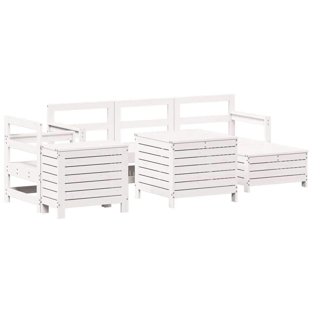 vidaXL 7 Piece Garden Sofa Set White Solid Wood Pine