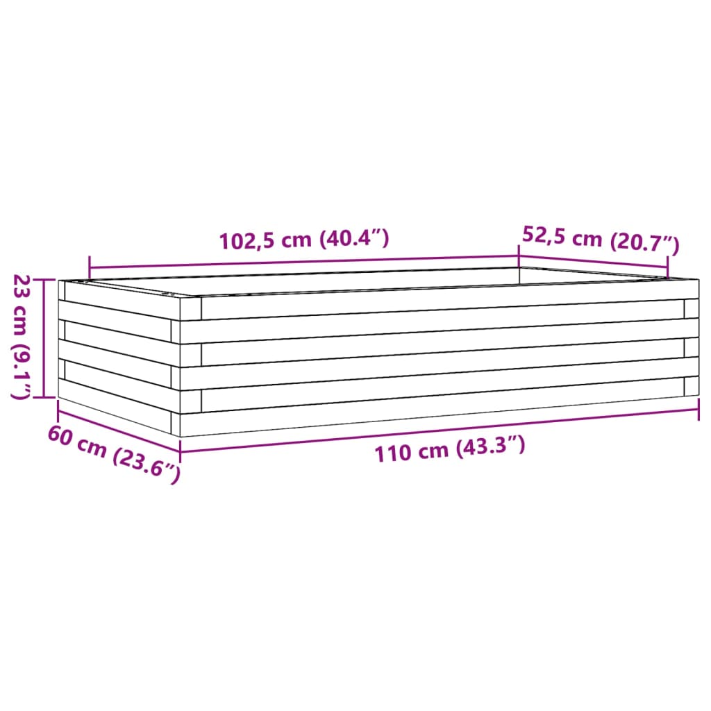 vidaXL Garden Planter 110x60x23 cm Solid Wood Pine