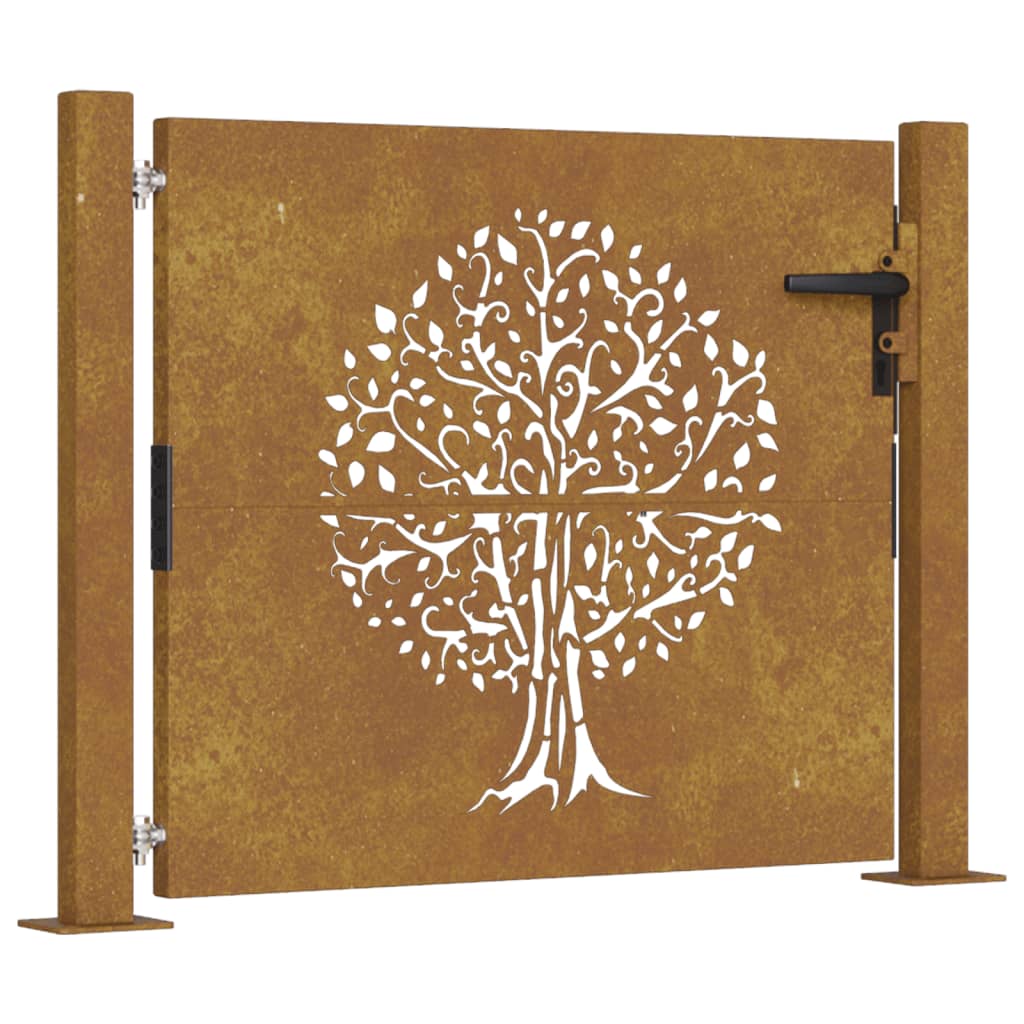 vidaXL Garden Gate 105x105 cm Corten Steel Tree Design