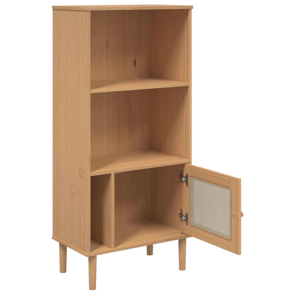 vidaXL Bookcase SENJA Rattan Look Brown 60x35x130 cm Solid Wood Pine