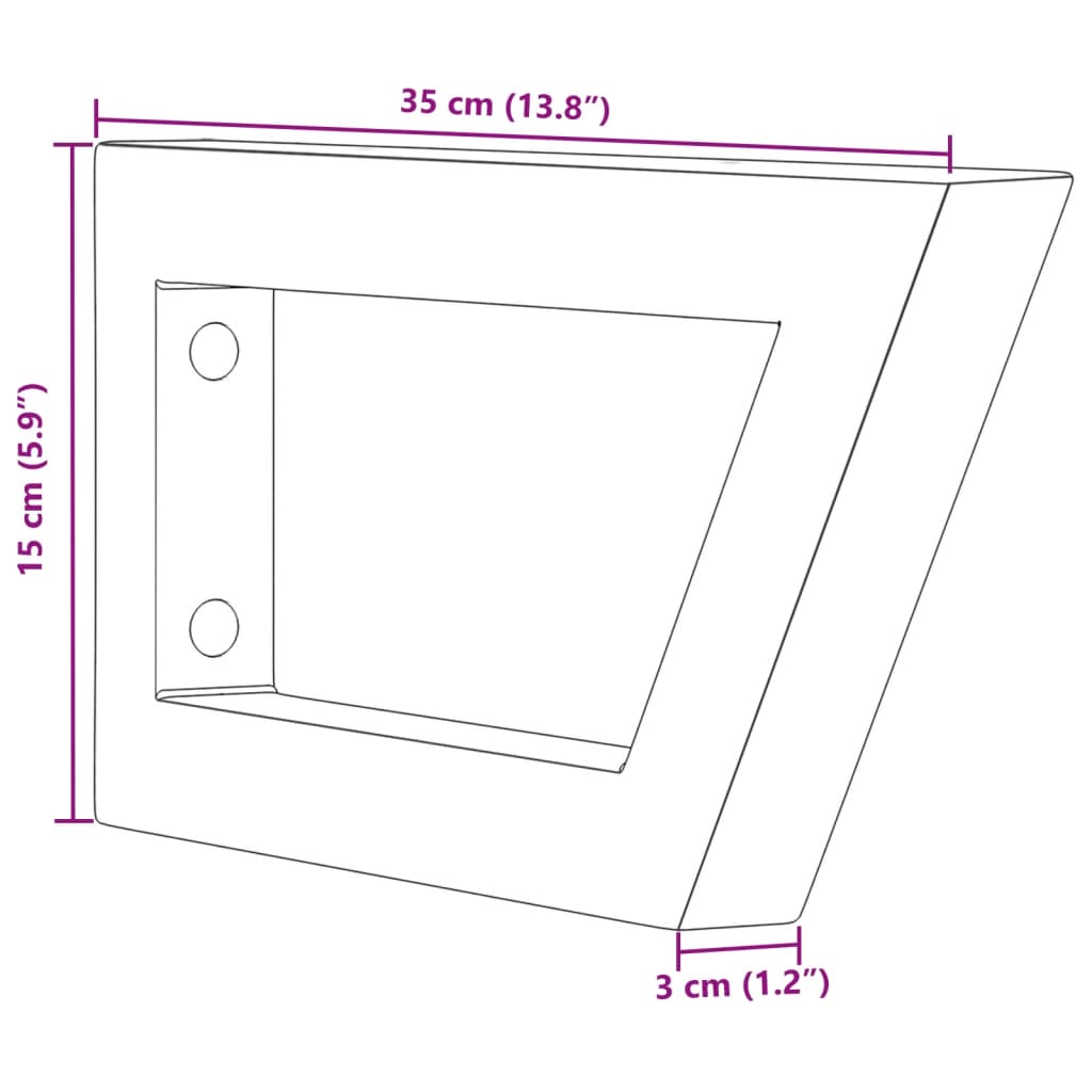 vidaXL Shelf Brackets for Washbasin 2 pcs White Trapezium Steel