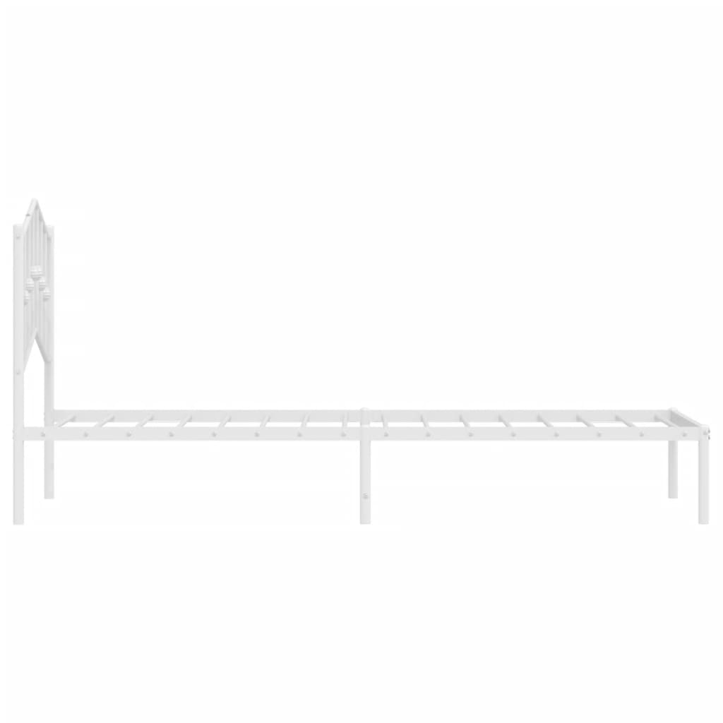 vidaXL Metal Bed Frame without Mattress with Headboard White 100x190 cm