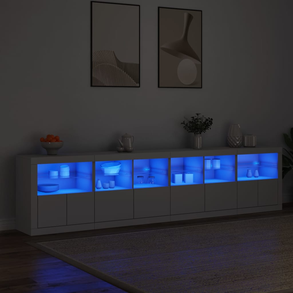 vidaXL Sideboard with LED Lights White 283x37x67 cm