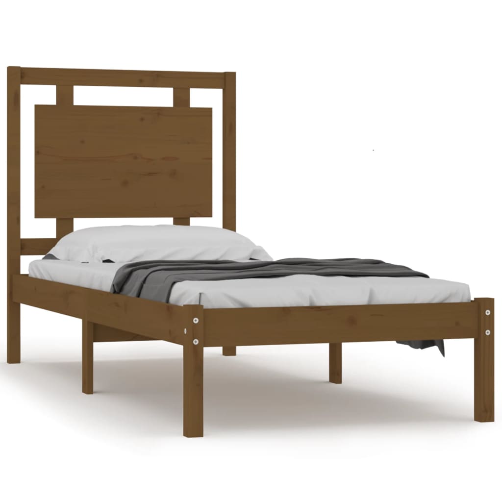 vidaXL Bed Frame without Mattress Honey Brown 75x190 cm Small Single Solid Wood