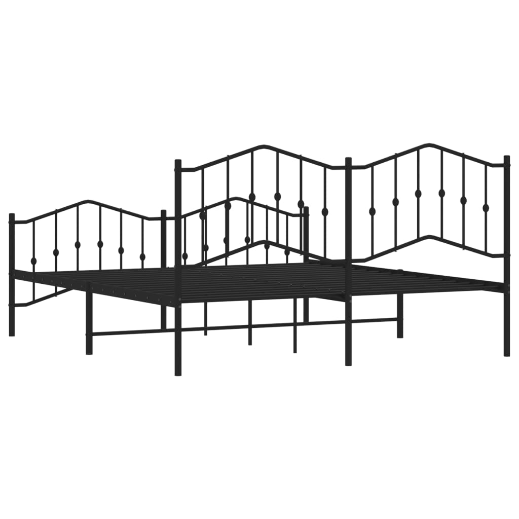 vidaXL Metal Bed Frame without Mattress with Footboard Black 183x213 cm