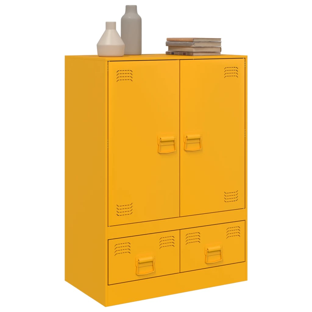 vidaXL Highboard Mustard Yellow 67x39x95 cm Steel