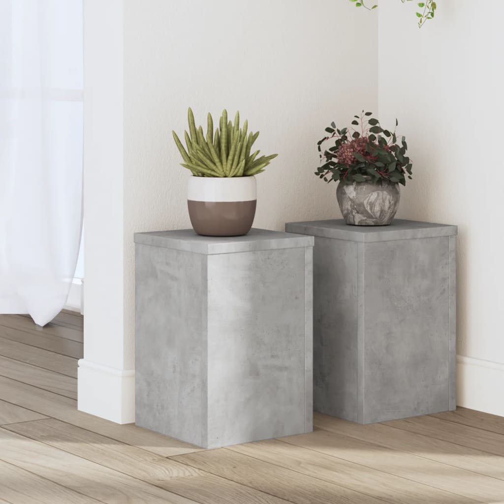 vidaXL Plant Stands 2 pcs Concrete Grey 20x20x30 cm Engineered Wood