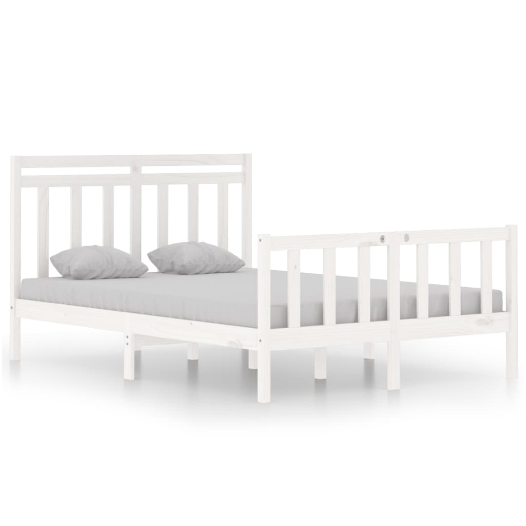 vidaXL Bed Frame without Mattress White 120x190 cm Small Double Solid Wood