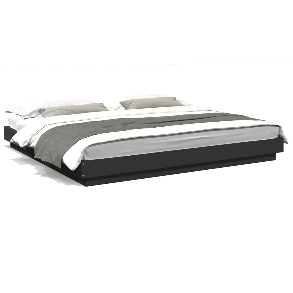 vidaXL Bed Frame without Mattress Black 180x200 cm Super King