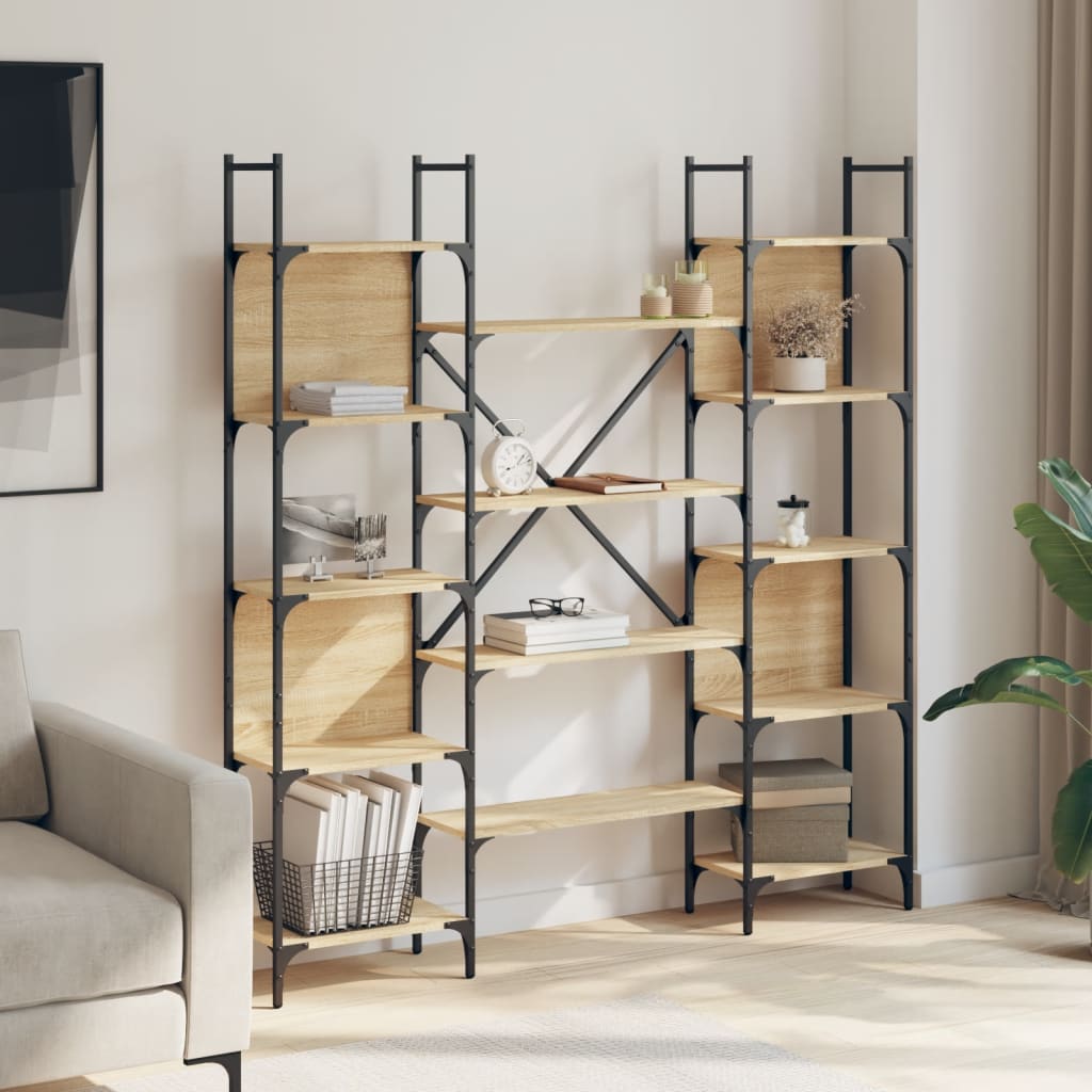 vidaXL Bookshelf Sonoma Oak 155.5x24x166.5 cm Engineered Wood