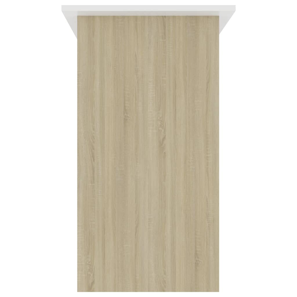 vidaXL Desk White and Sonoma Oak 80x45x74 cm Engineered Wood