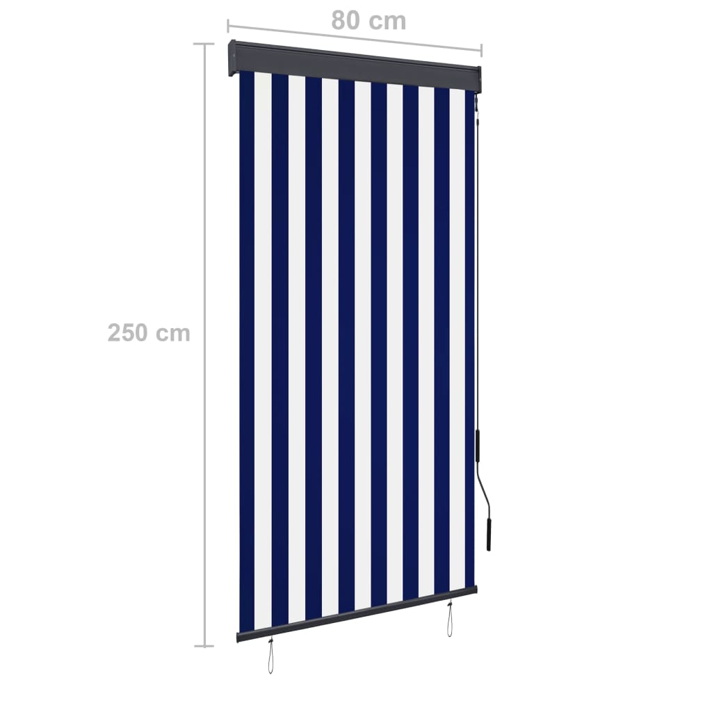 vidaXL Outdoor Roller Blind 80x250 cm Blue and White