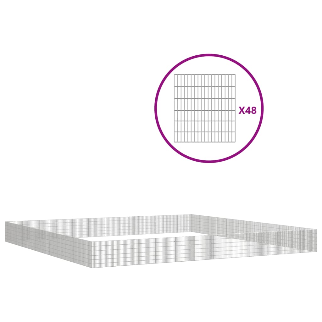 vidaXL Free Range Animal Enclosure 48-Panel 54x60 cm Galvanised Iron