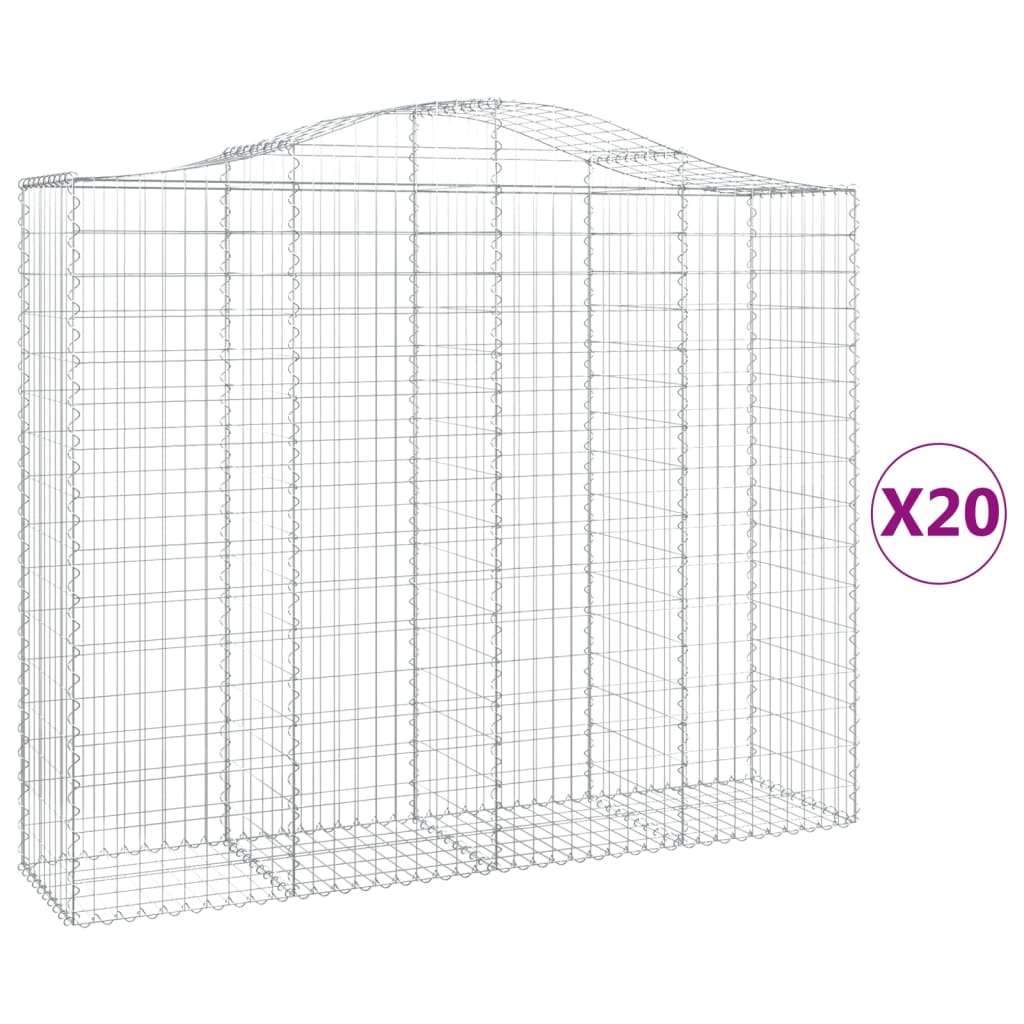 vidaXL Arched Gabion Baskets 20 pcs 200x50x160/180 cm Galvanised Iron