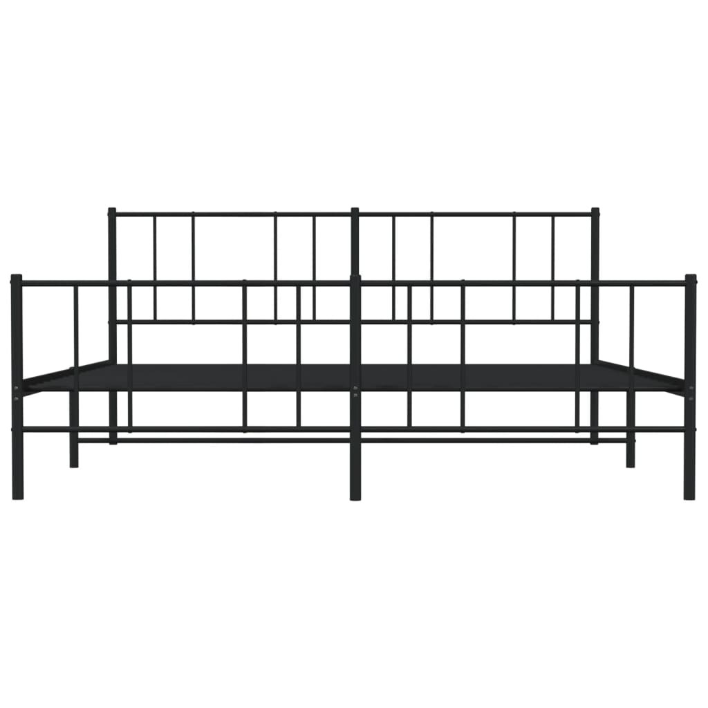 vidaXL Metal Bed Frame without Mattress with Footboard Black 193x203 cm