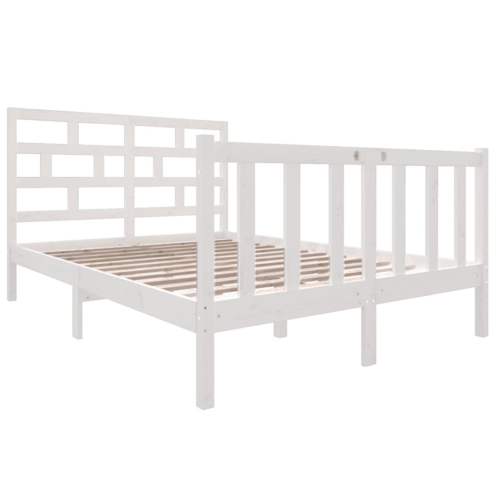 vidaXL Bed Frame without Mattress White Solid Wood 140x190 cm (810063+814195)