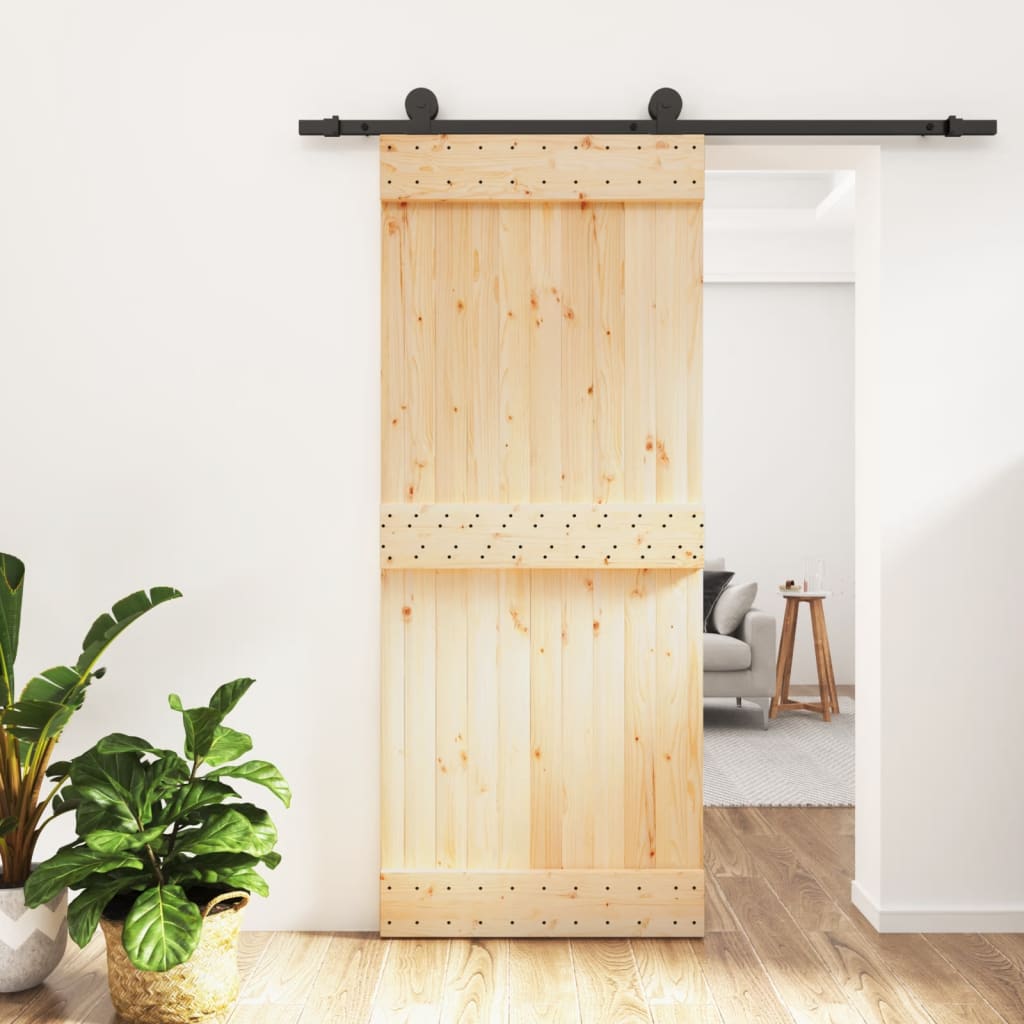 vidaXL Sliding Door with Hardware Set 85x210 cm Solid Wood Pine