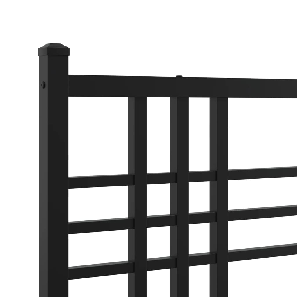 vidaXL Metal Bed Frame without Mattress with Footboard Black 75x190 cm Small Single