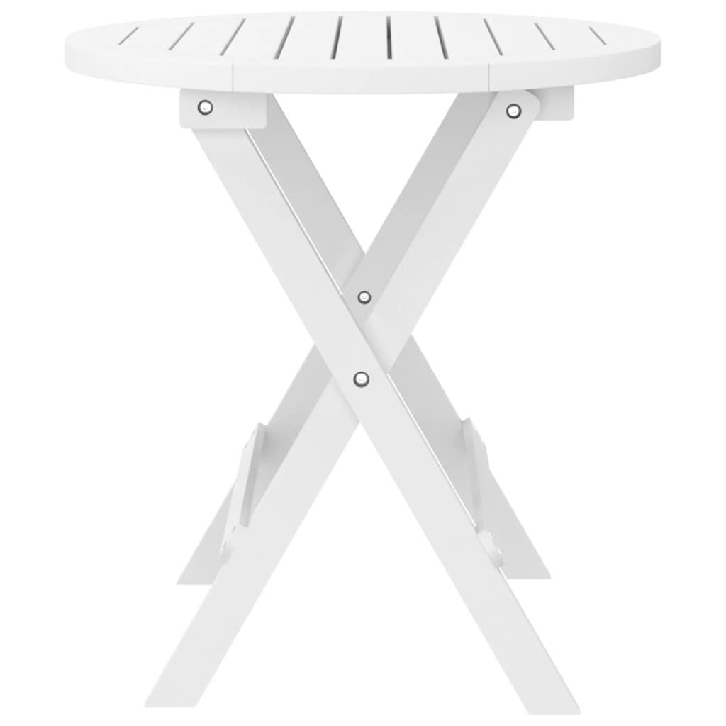 vidaXL Folding Garden Table White Ø 46 cm Solid Wood Acacia