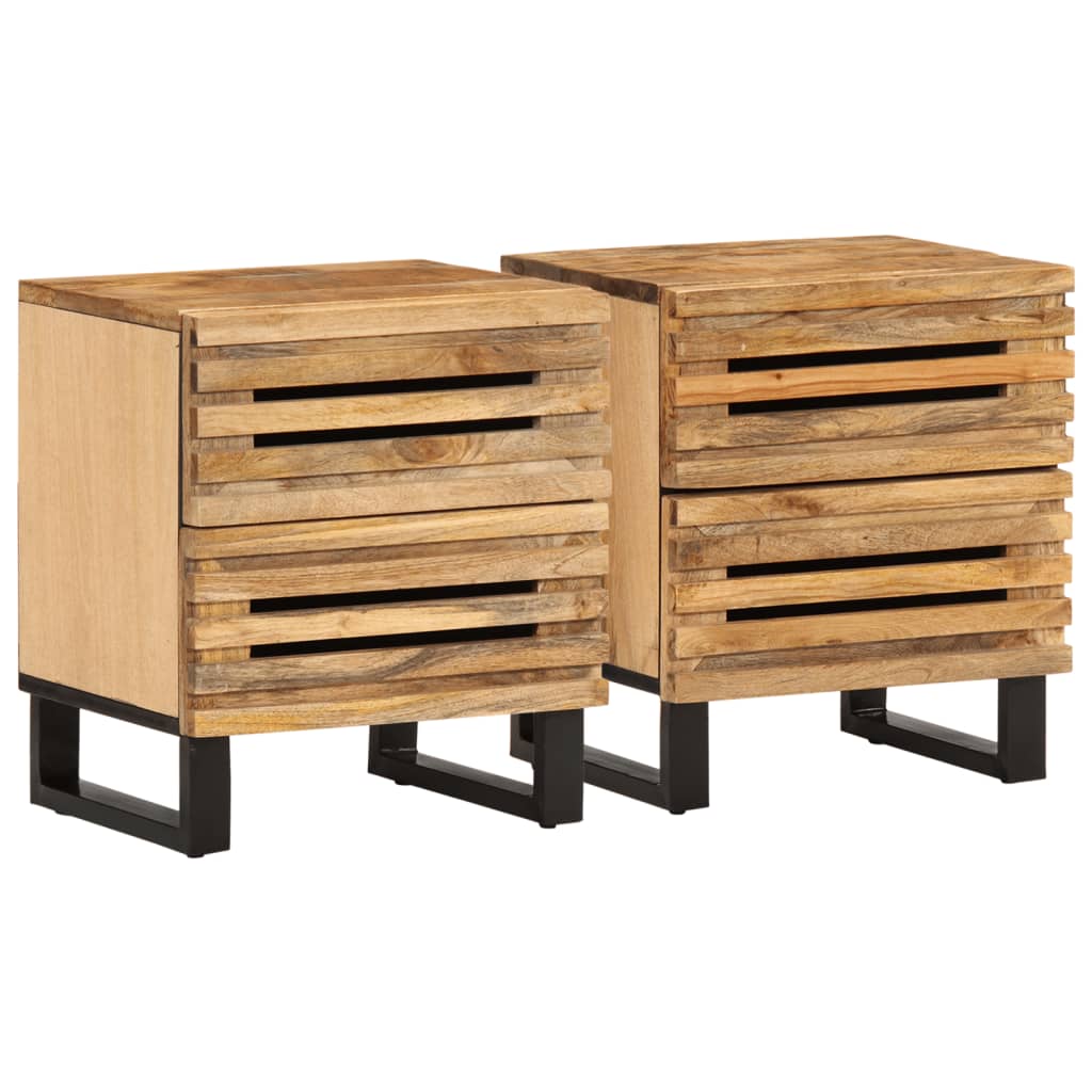 vidaXL Bedside Cabinets 2 pcs 40x34x46 cm Solid Wood Rough Mango