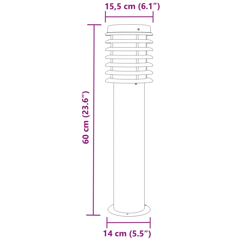 vidaXL Outdoor Floor Lamp Silver 60 cm Stainless Steel