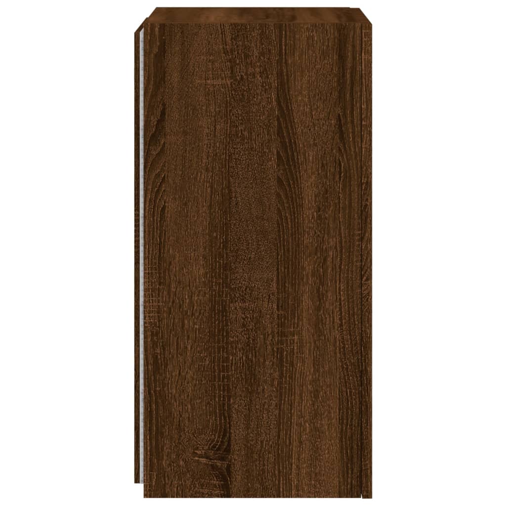 vidaXL TV Wall Cabinets with LED Lights 2 pcs Brown Oak 30.5x35x70 cm