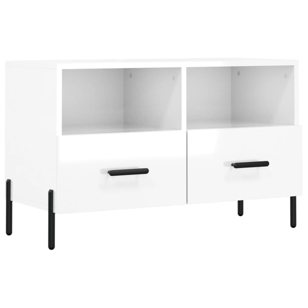 vidaXL TV Cabinet High Gloss White 80x36x50 cm Engineered Wood