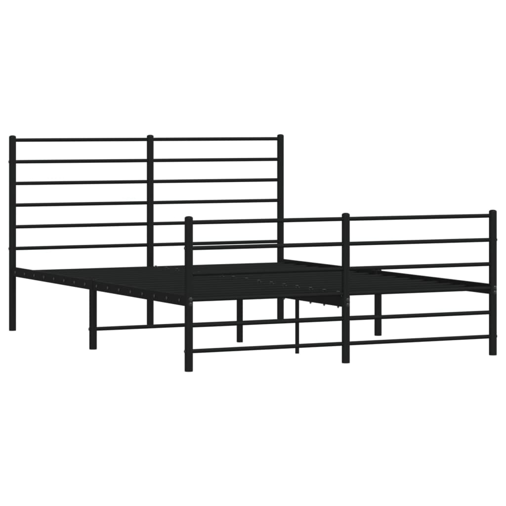 vidaXL Metal Bed Frame without Mattress with Footboard Black 140x190 cm