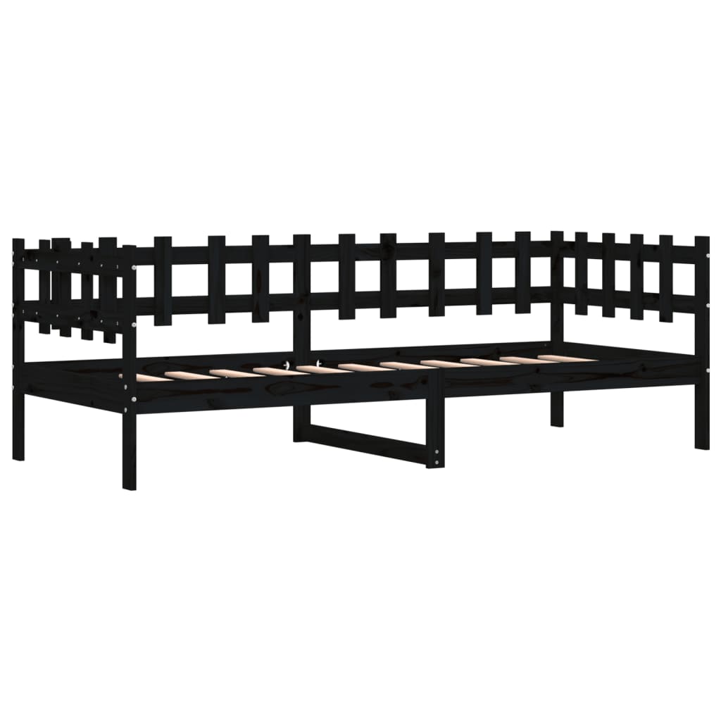 vidaXL Day Bed without Mattress Black 90x200 cm Solid Wood Pine