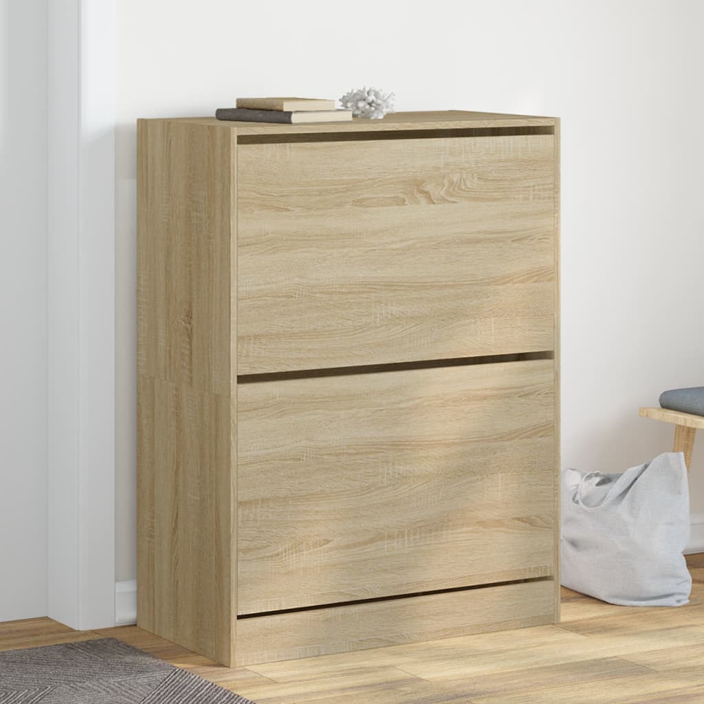 vidaXL Shoe Cabinet with 2 Flip-Drawers Sonoma Oak 80x42x108 cm