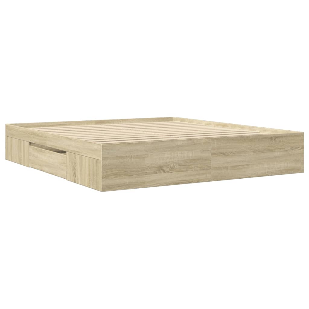 vidaXL Bed Frame without Mattress Sonoma Oak 200x200 cm Engineered Wood