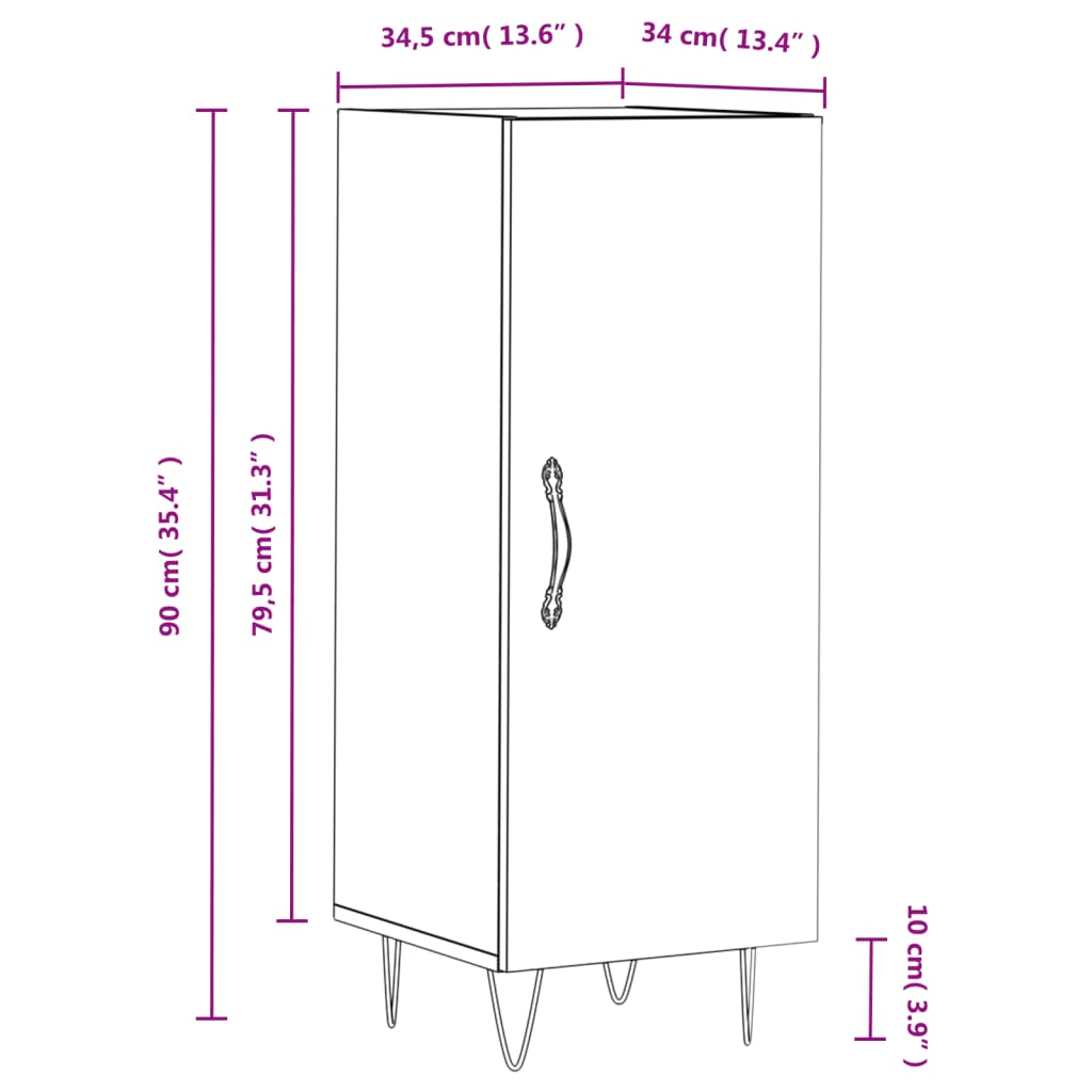 vidaXL Sideboard White 34.5x34x90 cm Engineered Wood