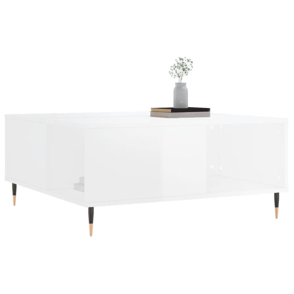 vidaXL Coffee Table High Gloss White 80x80x36.5 cm Engineered Wood