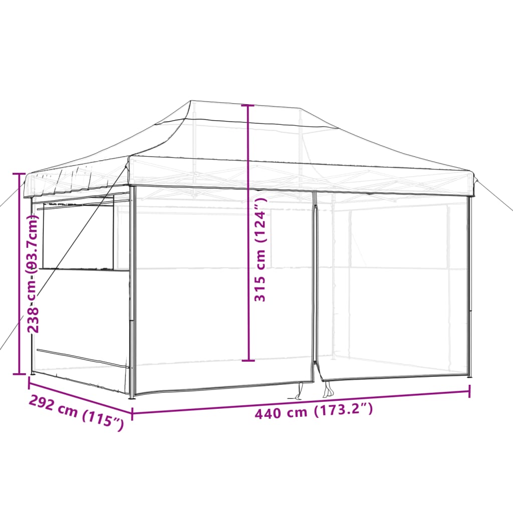 vidaXL Foldable Party Tent Pop-Up with 4 Sidewalls Orange